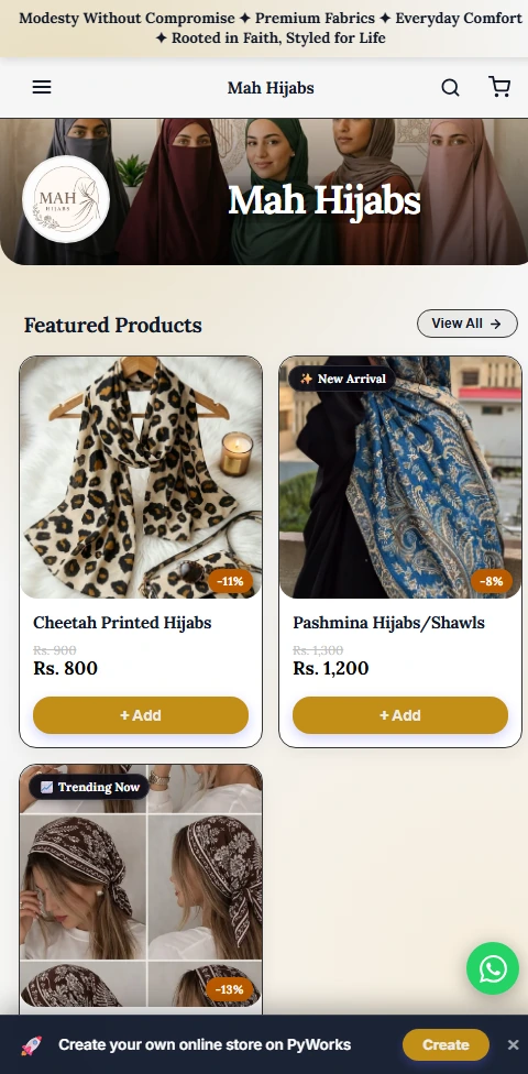 Mah Hijab's modest fashion store built on PyWorks